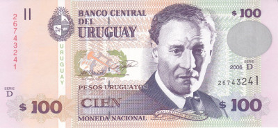 Bancnota Uruguay 100 Pesos Uruguayos 2006 - P85A UNC foto