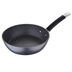 Tigaie wok, aluminiu forjat cu interior marmura, maner silicon, bergner, 24X6.5 cm foto