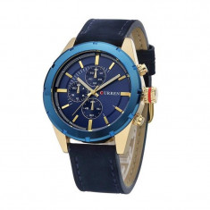 Ceas Curren Blue &amp;amp;amp; Gold, piele ecologica foto