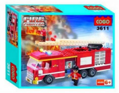 Set constructie - Masina de Pompieri - COGO - 209 piese foto