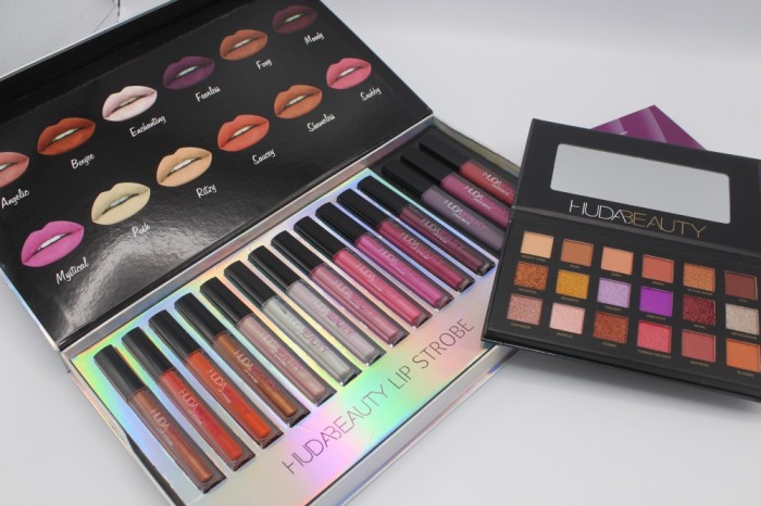 Set Machiaj Huda Beauty Trusa Fard 18 Culori Set 15 Rujuri