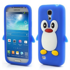 Carcasa protectie spate pinguin din silicon pentru Samsung Galaxy S4 mini I9190 - albastra foto
