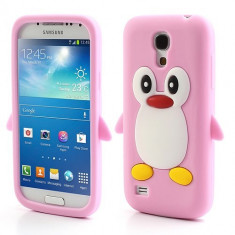 Carcasa protectie spate pinguin din silicon pentru Samsung Galaxy S4 mini I9190 - roz foto