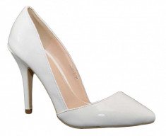 Pantofi dama albi Stiletto - toc 10 cm, model Serendipity foto