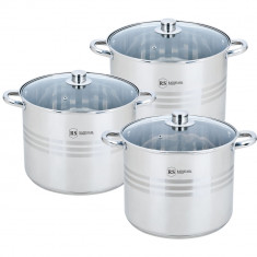 Set 3 oale inox cu capac sticla, rainstahl, 9L,11L,13.5L foto