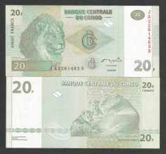 CONGO 20 FRANCI FRANCS 2003 UNC [1] P-94 , necirculata foto