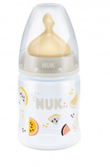 Biberon din polipropilena cu tetina din silicon NUK FIRST CHOICE 0-6 luni 300 ml 741720GA, Galben foto