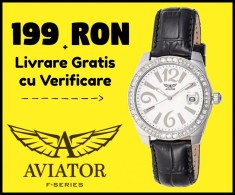 Ceas AVIATOR Dama Femei Nou Argintiu Cristale 4 Bratari Curea Piele Schimb Cadou foto