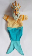 Marioneta Regele Triton din Mica sirena Ariel, papusa de mana, teatru de papusi foto