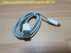Cablu siret micro usb lungime 80 cm foto
