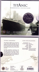 SV * UK Alderney FIVE POUNDS / 5 LIRE 2012 * Centanarul Vaporului Titanic UNC+ foto