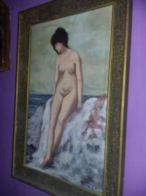 Pictura NUD LA MALUL MARII,TABLOU vechi N.GRIGORESCU,Pictura pe panza semnata foto