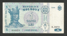 MOLDOVA 5 LEI 2006 [1] P-9e , VF+ foto