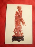 Ilustrata- Arta - Statueta coral - Dansatoare - Ed. Pekin China ,anii&#039;60