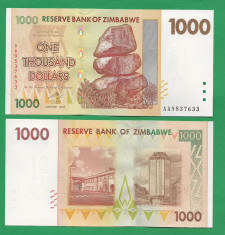 = ZIMBABWE 1000 DOLLARS 2007 P-71 UNC = foto