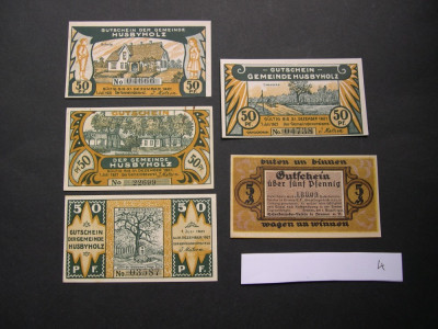 Lot 5 bucati notgeld, gutschein HUSBYHOLZ si BREMEN diferite Germania #4 foto