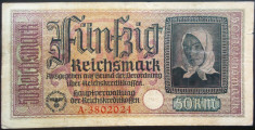 Bancnota istorica 50 Reichsmark - GERMANIA NAZISTA, anii 1938-1945 * cod 177 foto