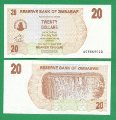 = ZIMBABWE 20 DOLLARS 2006 P-40 UNC = foto