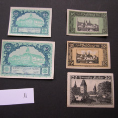 Lot 5 bucati notgeld, gutschein, kassenschein WALDING si OBERHOLLABRUNN aUNC