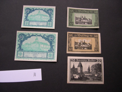 Lot 5 bucati notgeld, gutschein, kassenschein WALDING si OBERHOLLABRUNN aUNC foto