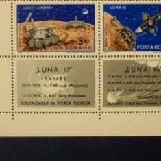 ROMANIA 1971 - COSMOS LUNA 16 si LUNA 17, serie cu viniete JOS MNH, DS15