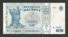 MOLDOVA 5 LEI 2006 [3] P-9e , VF foto