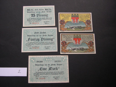 Lot 5 bucati notgeld ITZEHOE si HOYER diferite Germania 1920 aUNC #2 foto