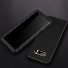 Samsung Note 8 - Husa 360 Plastic Neagra Fata Spate Si Folie Silicon foto