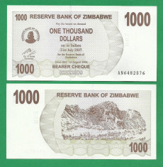 = ZIMBABWE 1000 DOLLARS 2006 P-44 UNC = foto