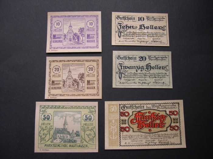 Lot 6 bucati notgeld MAUTHAUSEN diferite Austria aUNC