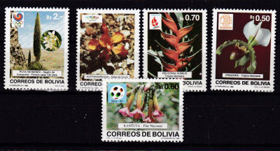 Bolivia 1989 flori MI 1096-1100 MNH w47 foto