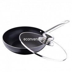 Tigaie Wok cu maner din Inox si capac de Sticla Bergner BGMP7934 foto