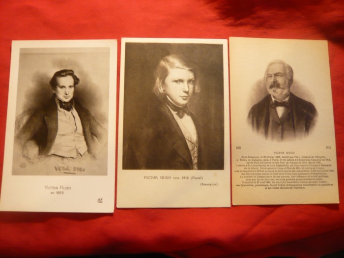 3 Ilustrate Personalitati - Victor Hugo la varste diferite , interbelica ,Franta