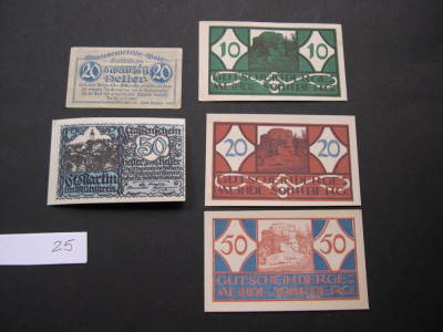 Lot 5 buc. notgeld, gutschein, kassenschein SONNBERG, St. MARTIN si WEIS foto