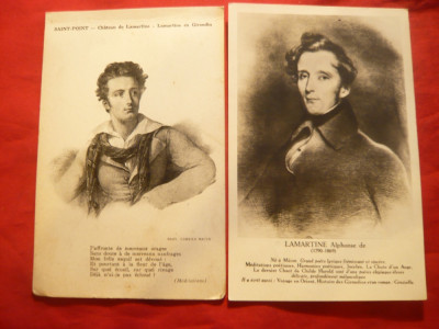 2 Ilustrate Personalitati - Lamartine Alphonse , interbelica ,Franta foto