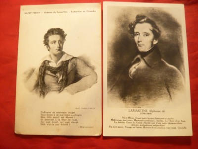 2 Ilustrate Personalitati - Lamartine Alphonse , interbelica ,Franta foto