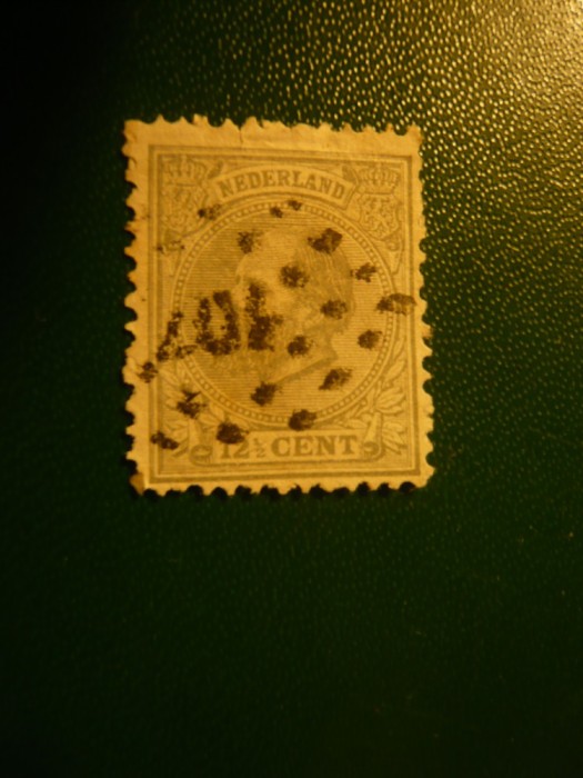 Timbru Olanda 1875- 12 1/2 Centi verde- Regele Wilhelm III , stampilat