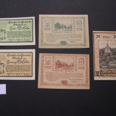 Lot 5 buc. notgeld, gutschein PIBERBACH, ZWETTL si SAUSENSTEIN diferite Austria