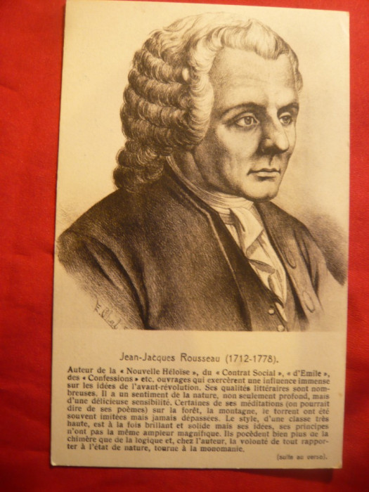 Ilustrata Personalitati - Jean Jacques Rousseau , interbelica ,Franta