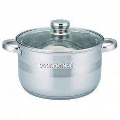 Cratita Inox cu Manere si Capac de Sticla 6.5L 24cm Sapir SP1210LI24 foto