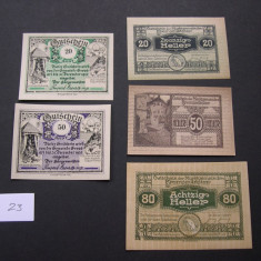 Lot 5 buc. notgeld, gutschein KREMSMUNSTER si GROSSARL diferite Austria