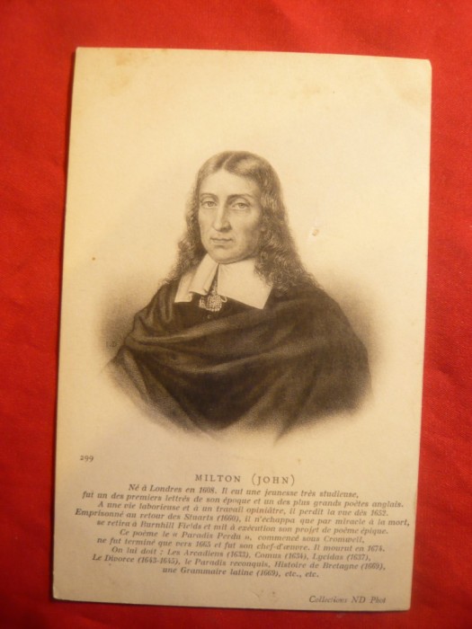 Ilustrata Personalitati - John Milton - Poet Englez , interbelica ,Franta