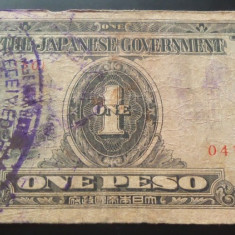Bancnota istorica 1 PESO - FILIPINE INVAZIE JAPONEZA, anul 1942 * Cod 570 - RARA