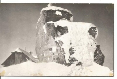 (A) carte postala(ilustrata)-MUNTII BUCEGI-Varful si canbana omul foto