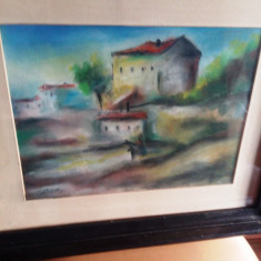 Peisaj Balcic semnat Sirato, pastel foto