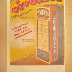Vivoleol 1930 reclama veche carton Franta pt Germania stare buna.