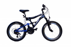Bicicleta copii UMIT Albatros , culoare negru/albastru , full suspensie , roata PB Cod:2057000000 foto