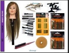 Set kit frizer coafura complet MAGIC BLOND cap practica manechin agrafe ace coc foto