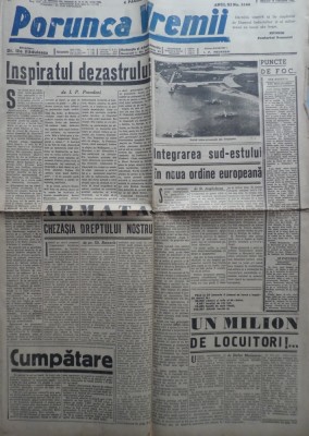 Ziarul Porunca Vremii , nr. 2189 / 1942 , organ al extremei drepte foto