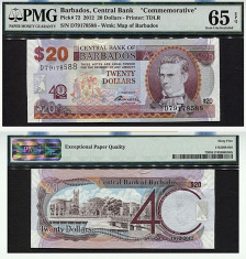 Barbados 20 de dolari 2012 bancnota UNC EPQ 65 PMG foto